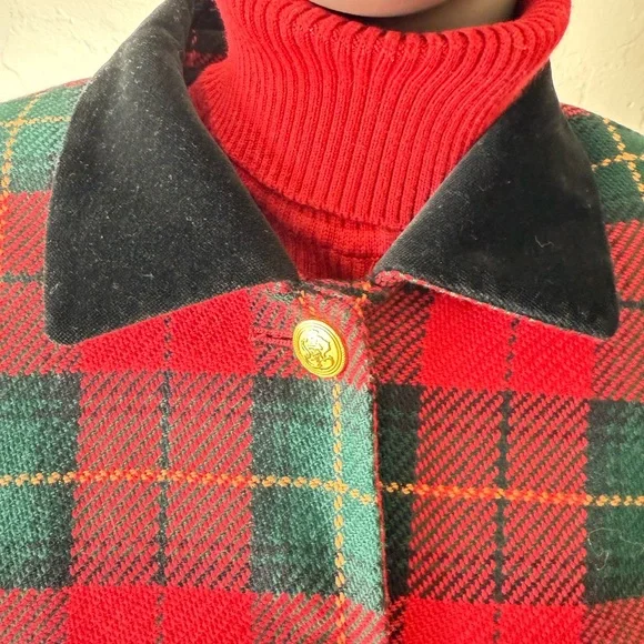 Vintage Talbots Red & Green Plaid Tartan 90’s Holiday Blazer Wool Jacket 8‎ - Picture 6 of 12